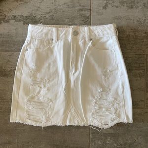 Pacsun white distressed denim skirt